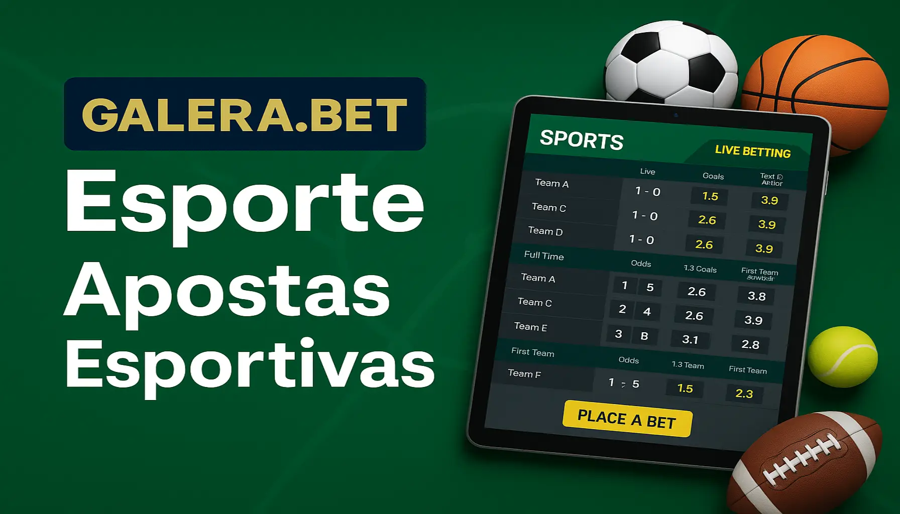 Aposte em apostas esportivas no cassino online GALERA.BET